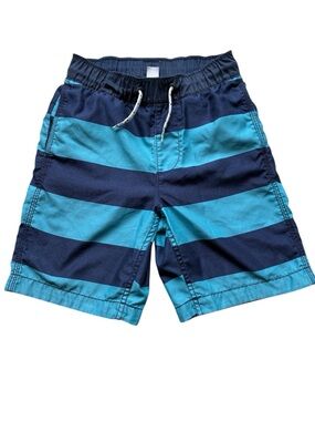GAP Kids Boys' Navy & Teal Striped Swim Trunks Size Small 6-7